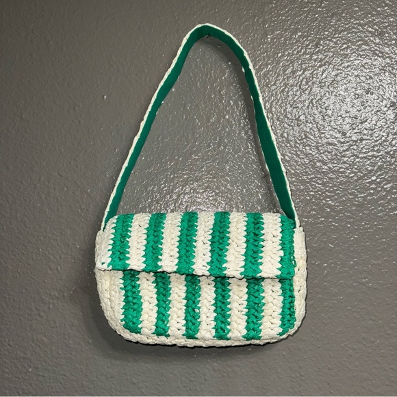 Anthropologie Handbags - Anthropologie Striped Raffia Shoulder Bag